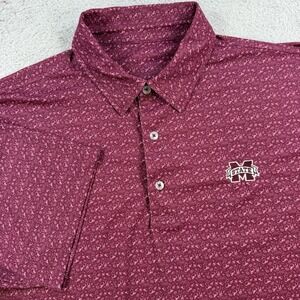 Mississippi State Bulldogs Genteal Polo Mens XL Red Stretch Geometric Brrr Shirt